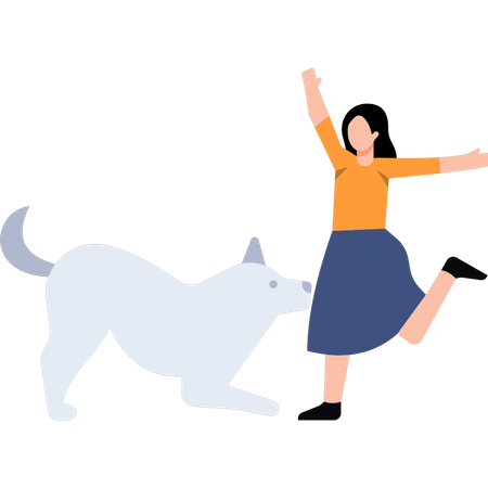 Mujer, entrenamiento, perro  Ilustración
