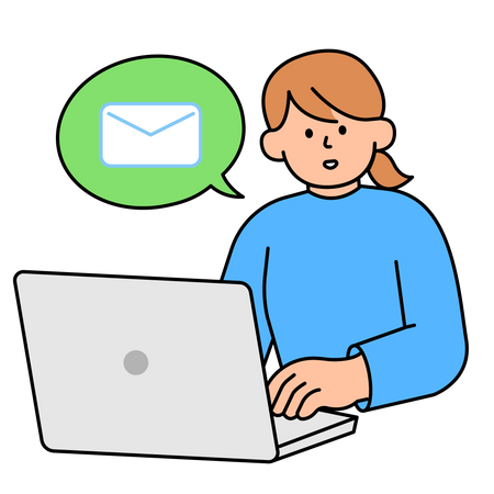 Mujer escribiendo correo electrónico  Ilustración
