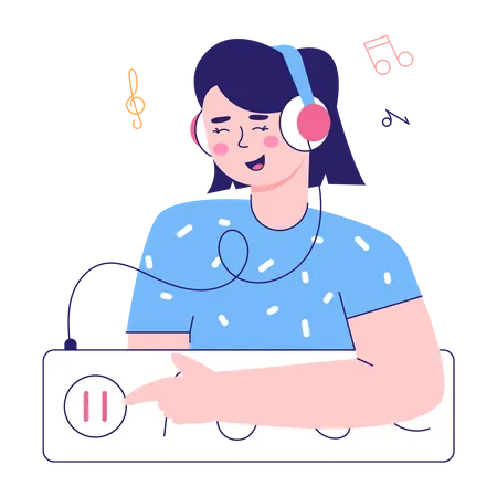 Mujer escuchando podcast  Ilustración