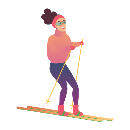 Mujer haciendo esqui  Ilustración