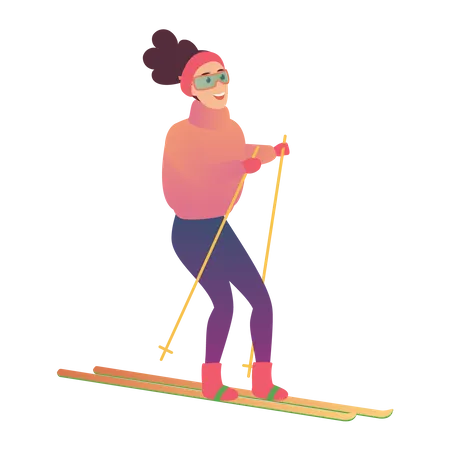 Mujer haciendo esqui  Ilustración
