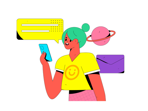 La mujer está chateando en línea  Illustration