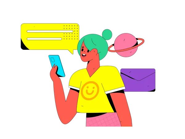 La mujer está chateando en línea  Illustration