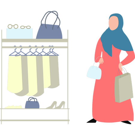 La mujer esta de compras  Ilustración