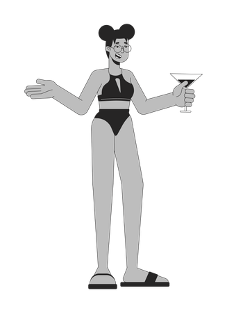 La mujer disfruta en la fiesta en la piscina  Ilustración
