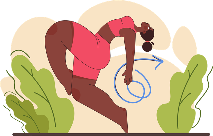 La mujer está haciendo ejercicio de yoga.  Ilustración