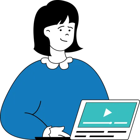 La mujer está haciendo video marketing.  Ilustración