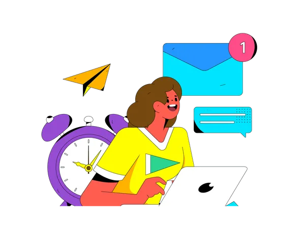 La mujer está leyendo correos no leídos  Illustration