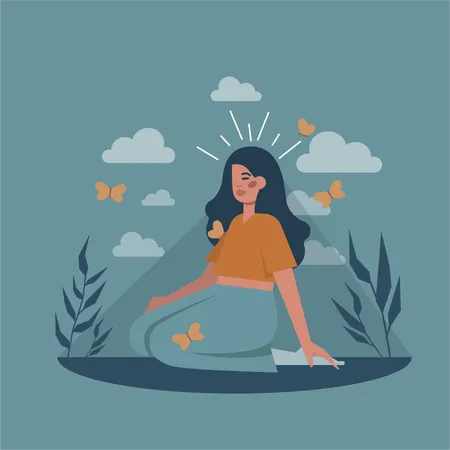 La mujer está meditando  Ilustración