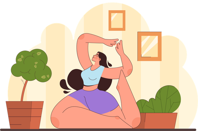La mujer está realizando yoga  Ilustración