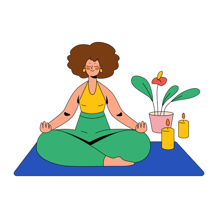 La mujer está relajada y meditando  Ilustración