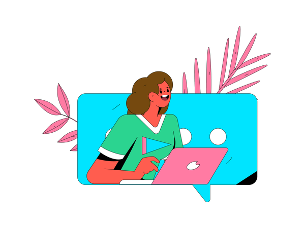 La mujer está trabajando en línea  Illustration