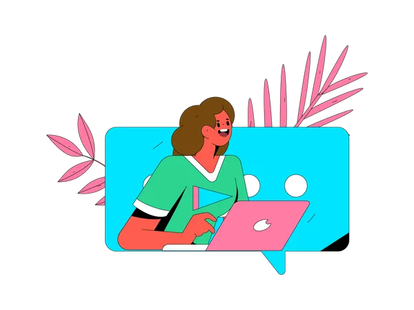 La mujer está trabajando en línea  Illustration