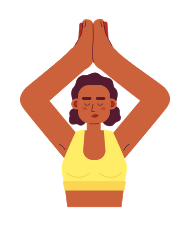 Mujer estirándose en pose de yoga  Ilustración