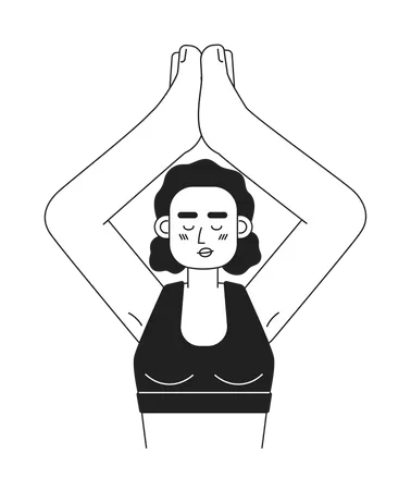 Mujer estirándose en pose de yoga  Ilustración