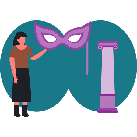 La mujer explica la máscara para los ojos.  Ilustración