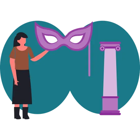 La mujer explica la máscara para los ojos.  Ilustración