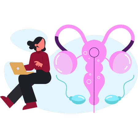 Mujer explicando su problema menstrual  Ilustración