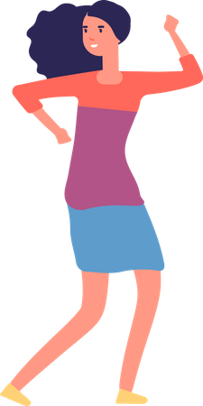 Mujer feliz bailando  Ilustración
