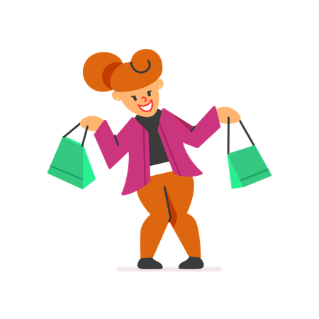 Mujer feliz haciendo compras  Ilustración