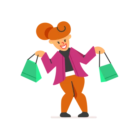 Mujer feliz haciendo compras  Ilustración