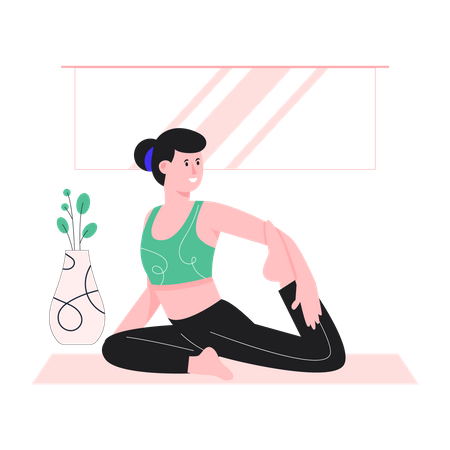 Mujer feliz haciendo yoga  Ilustración