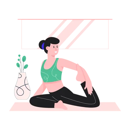 Mujer feliz haciendo yoga  Ilustración