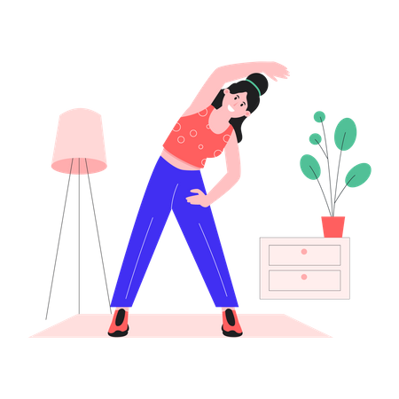 Mujer feliz haciendo yoga  Ilustración