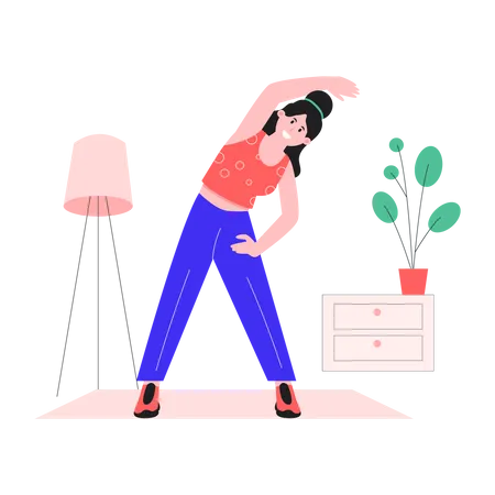 Mujer feliz haciendo yoga  Ilustración