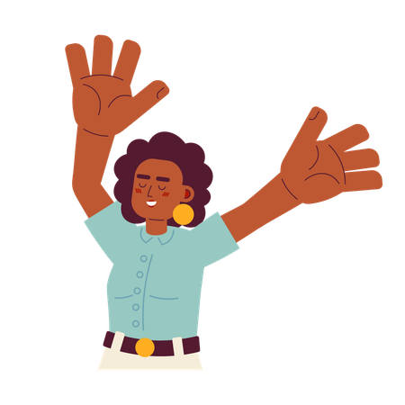 Mujer feliz levantando las manos  Ilustración