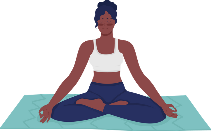 Mujer feliz meditando  Ilustración