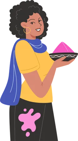 Mujer feliz sosteniendo placa de color  Ilustración