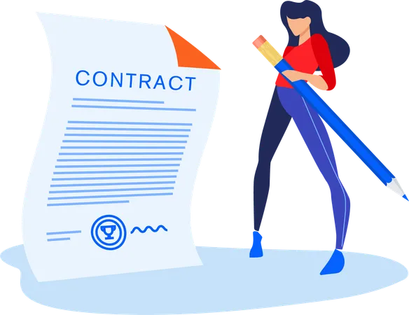 Mujer firma contrato comercial  Illustration