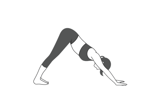 Mujer fitness haciendo Adho Mukha Svanasana  Illustration