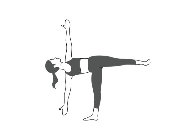 Mujer fitness haciendo Ardha Chandrasana  Ilustración