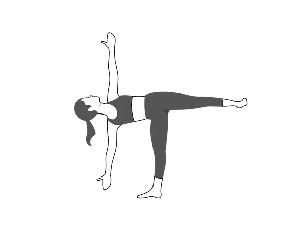 Mujer fitness haciendo Ardha Chandrasana  Ilustración