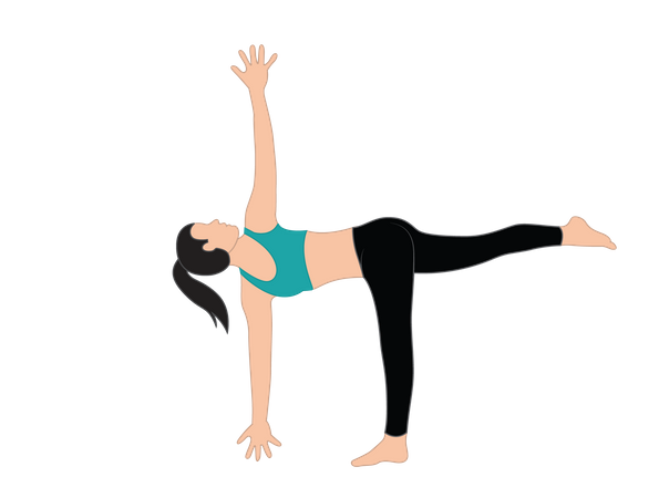 Mujer fitness haciendo Ardha Chandrasana  Ilustración