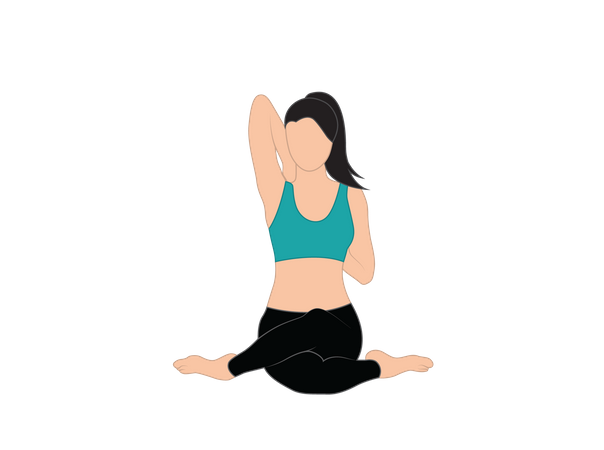 Mujer fitness haciendo Gomukhasana  Ilustración