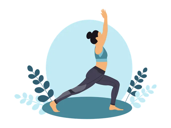 Mujer fitness haciendo yoga matutino  Ilustración