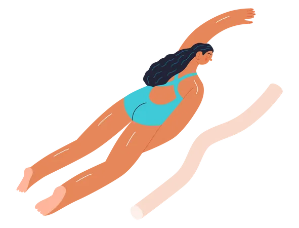 Mujer flotando en la natación  Ilustración