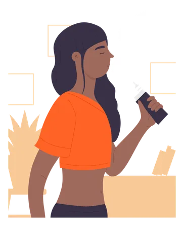 Mujer fumando vapeo  Ilustración