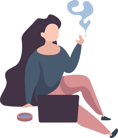 Mujer fumando cigarrillo  Ilustración