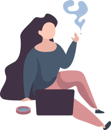 Mujer fumando cigarrillo  Ilustración