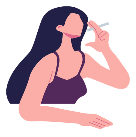 Pose de mujer fumando  Ilustración