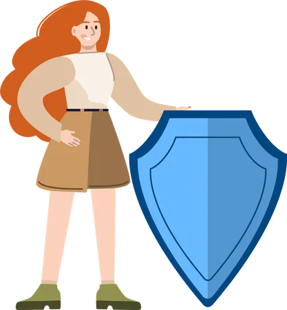 Mujer garantiza la seguridad en Internet  Illustration