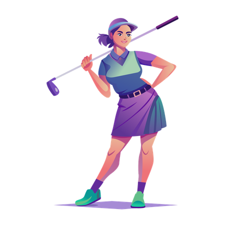 Mujer golfista haciendo pose  Illustration