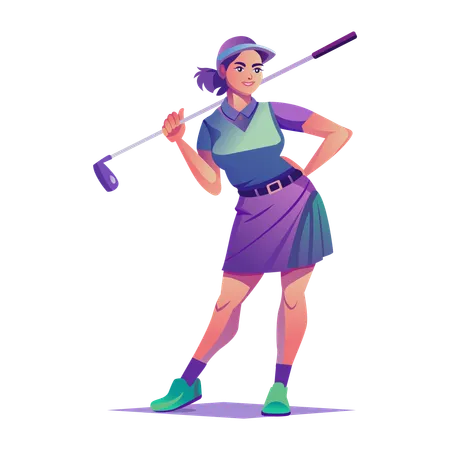 Mujer golfista haciendo pose  Illustration