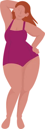 Mujer gorda vistiendo trajes de baño  Ilustración