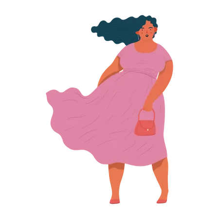 Mujer gorda vestida  Ilustración