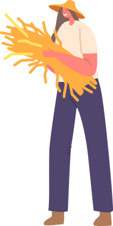 Mujer campesina con manos desgastadas  Ilustración